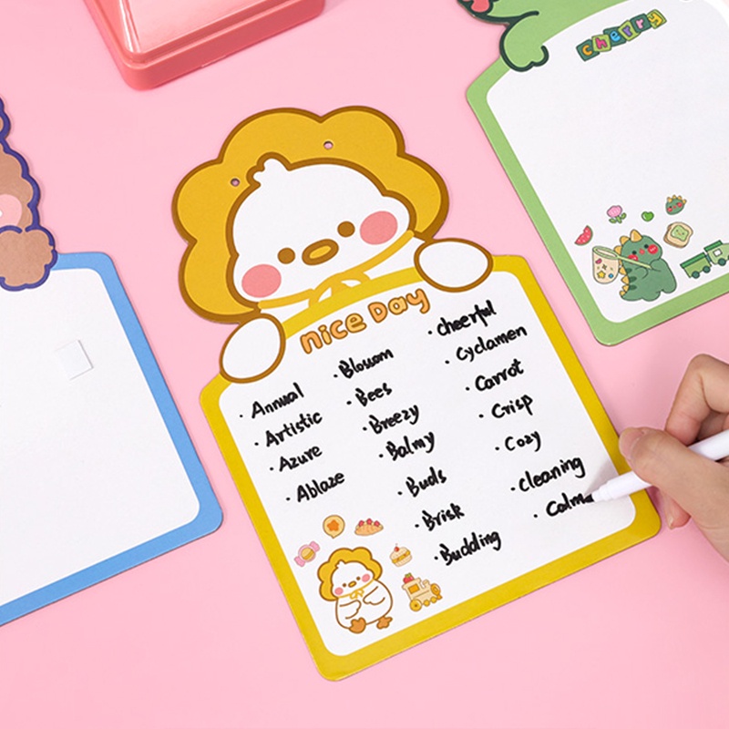 Cute Cartoon Erasable Writing Board Student Double-sided Planner Board with Marker Pen Set