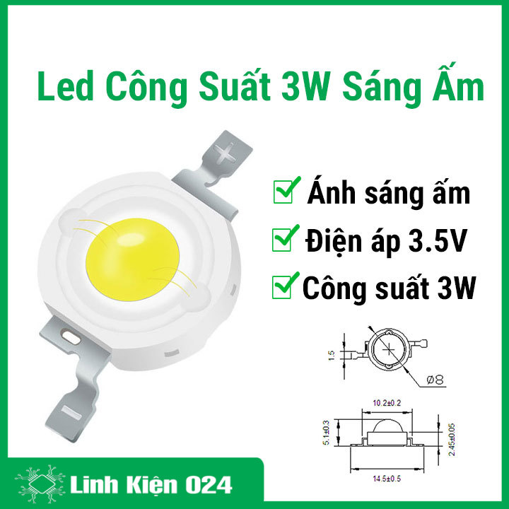 LED công suất 3W ánh sáng ấm