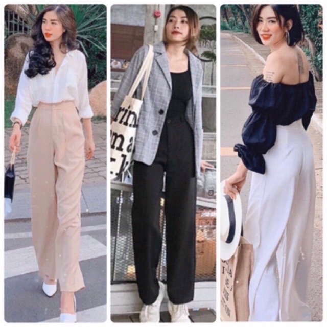 Quần culottes ống rộng đũi dáng dài siêu hack dáng
