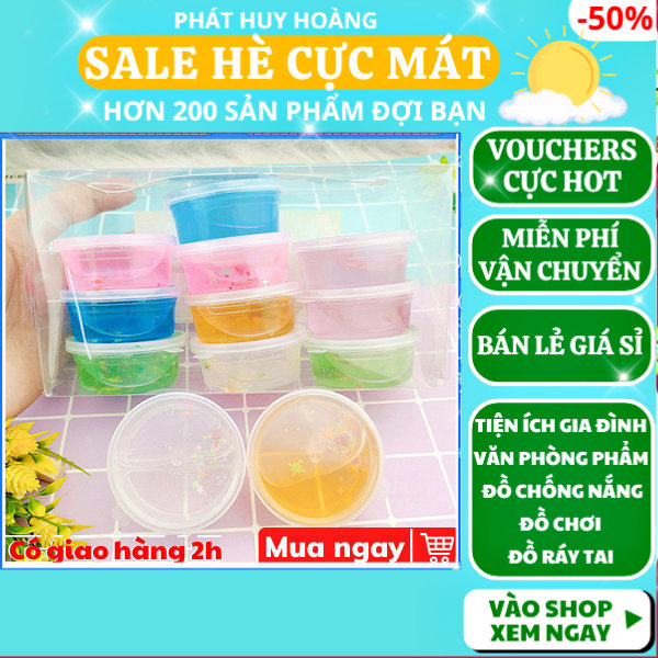 Slime và bộ kit làm slime các loại, slime hủ to kim tuyến, slime trụ hoạt hình, hộp 12 hủ slime, bộ kit làm slime mây, bộ kit làm slime bơ 4 màu, bộ kit làm slime bơ trắng - Phát Huy Hoàng