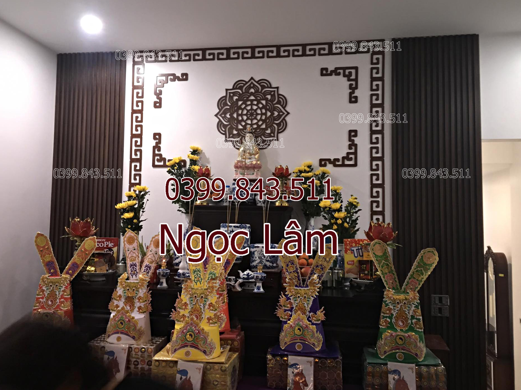 Ốp trang trí ban thờ 41x41cm hoa Sen