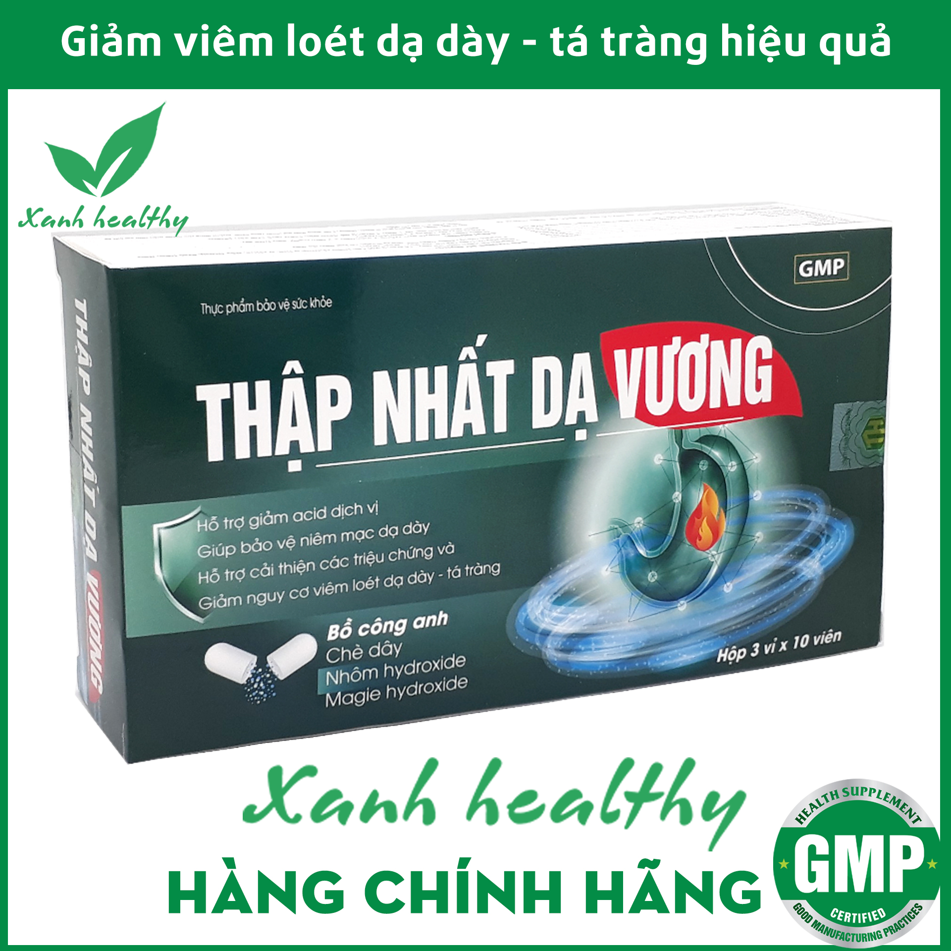 Viên uống giảm đau dạ dày Thập Nhất Dạ Vương - 100% thảo dược - giảm viêm loét dạ dày tá tràng- XANH Healthy Hàng chính hãng