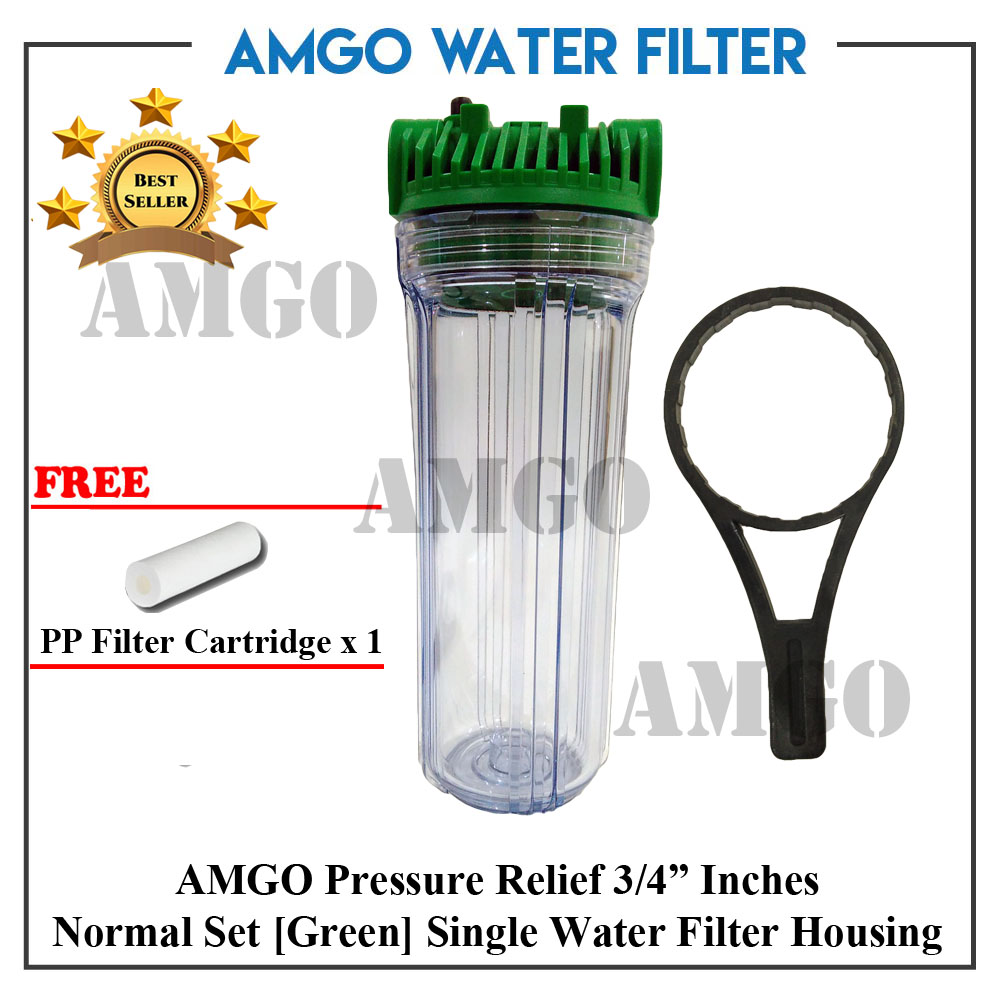 AMGO 3/4 inch Water Filter InLine Purify 10 Inch Housing Pressure