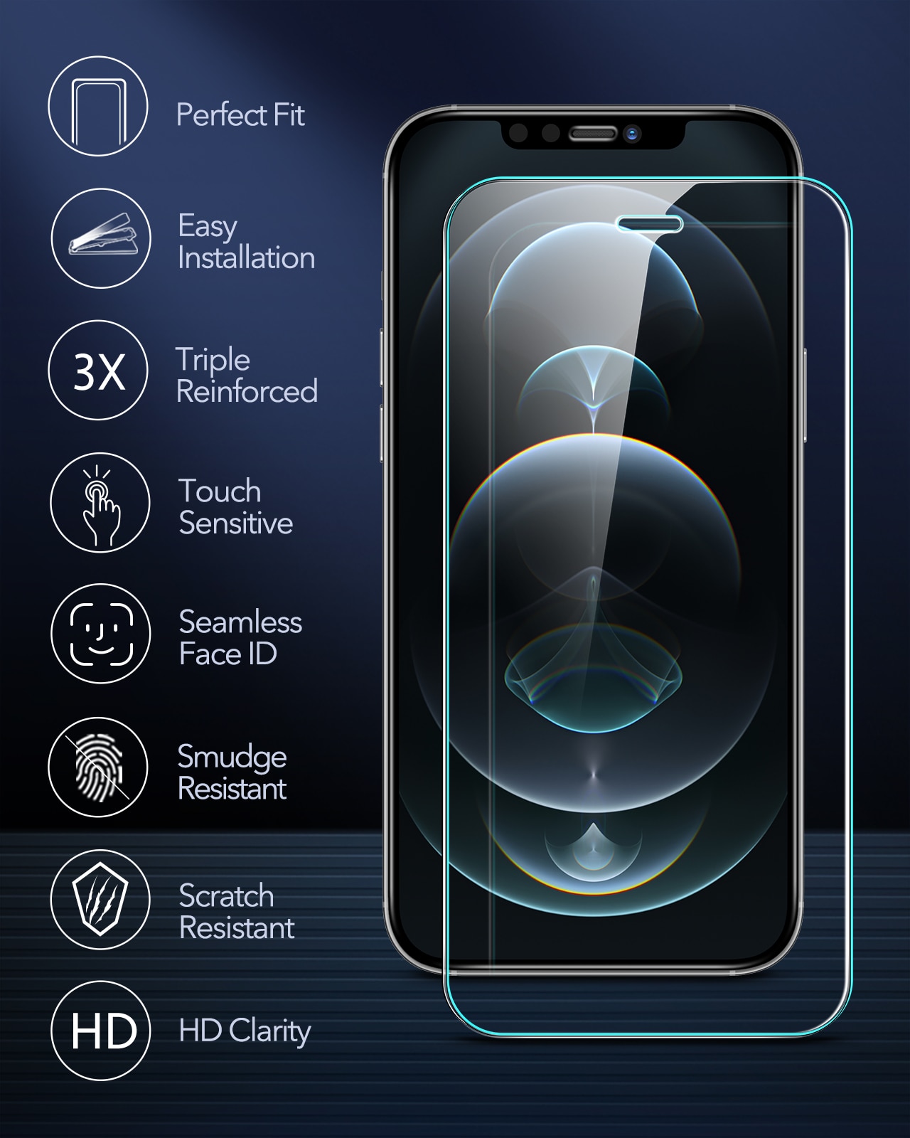ESR for iPhone 14 Pro Max Screen Protector for iPhone 13 Tempered Glass for iPhone 14 Plus 13 Pro 12 Pro Max/SE 2022 8 7 6 Glass