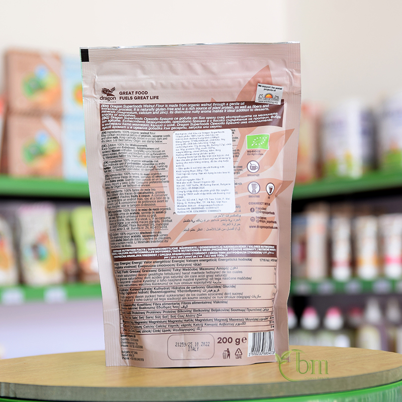 Bột óc chó hữu cơ (50% Protein) Dragon Superfoods 200g