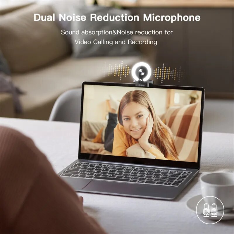 4K Webcam Full HD 2K Mini Web Camera With Fill Light Laptop PC Computer Live Broadcast Camera Video Camera Microphone Webcast