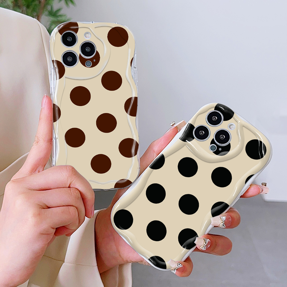 UCUC%20for%20Samsung%20A16%205G%20Back%20Cover%20Black%20Dots%20Cream%20Texture%20Wavy%20Edge%20Soft%20Silicone%20Phone%20Case%20-%20Image%205