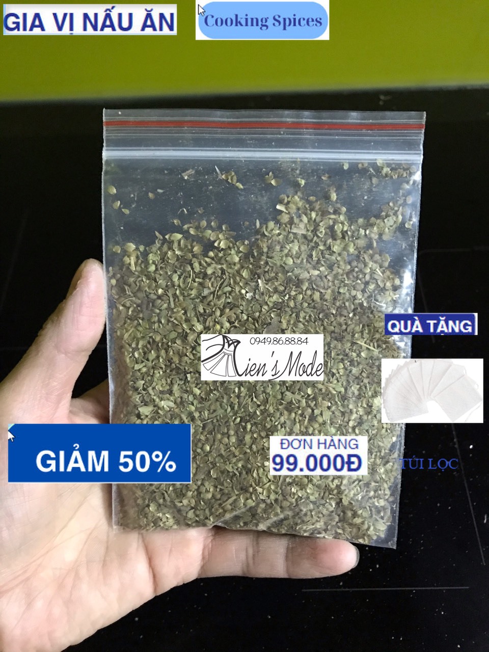 Lá kinh giới khô (oregano) 10gr (làm mỳ ý…)