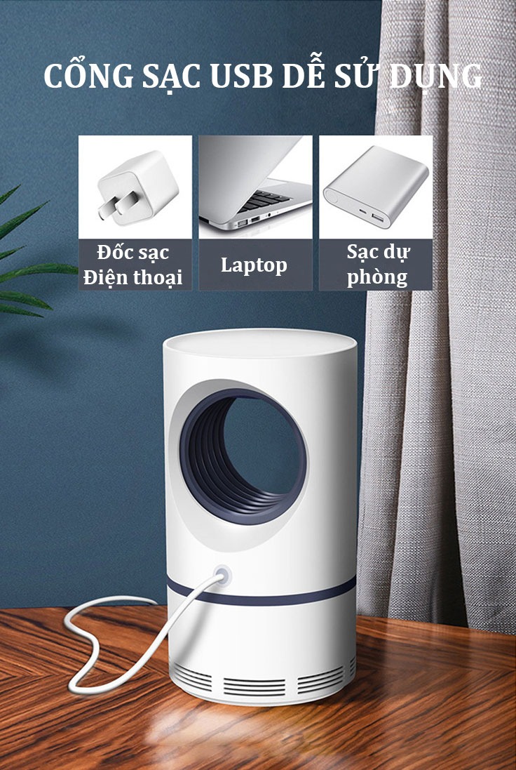 Đèn Bắt Muỗi Siêu Tốc 5W Có Quạt Hút Và Đèn Led KS-808