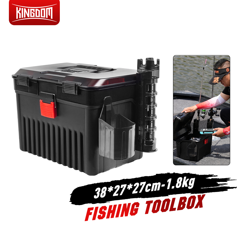 Kingdom Fishing Tackle Boxes Large Capacity Double Layer Rod Protection  Multifunctional Portable Reel Line Lure Tool Storage