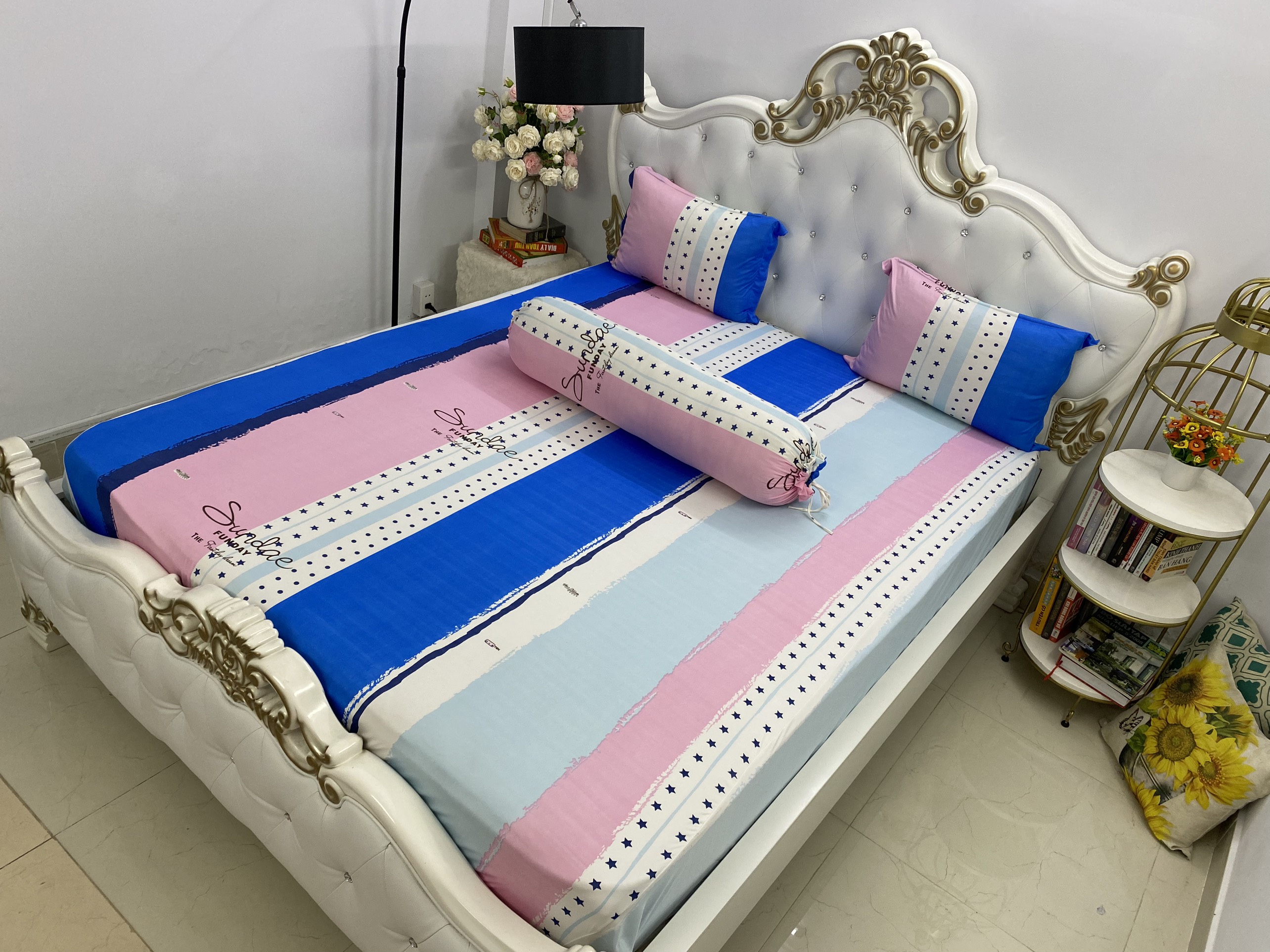 Bộ Drap gối  Thun Hàn Quốc mát lạnh[ 4 món }