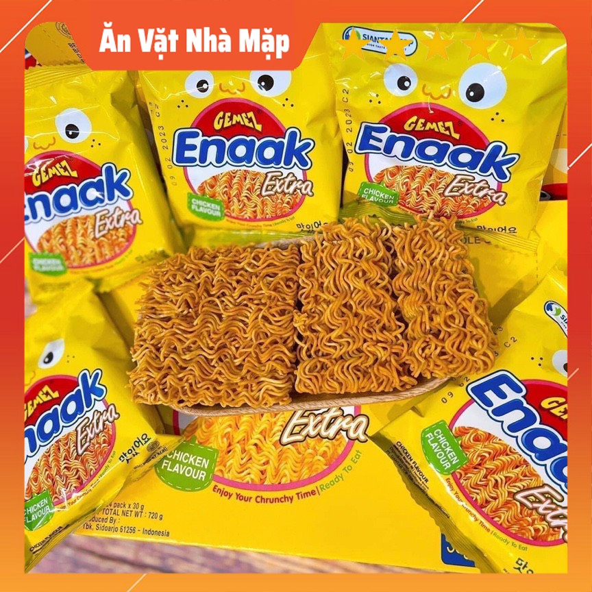 Thùng 24 gói mì enaak gemez snack vị gà ăn sống được - mì trẻ em