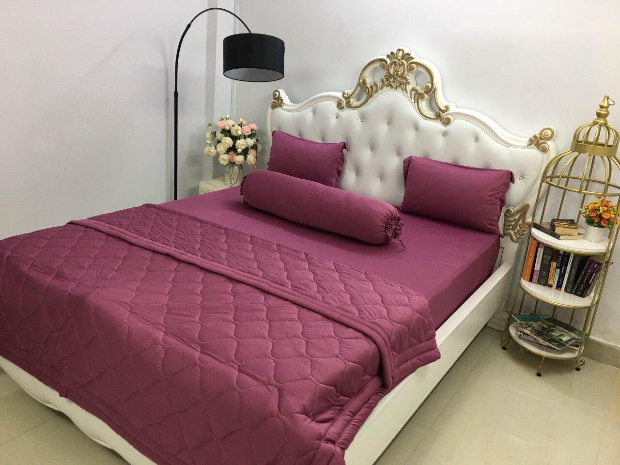 [HCM]Bộ drap thun Hàn Quốc loại 1 có mền 5 món ( 1 drap + 1 chăn chần bông + 3 áo gối) đủ size