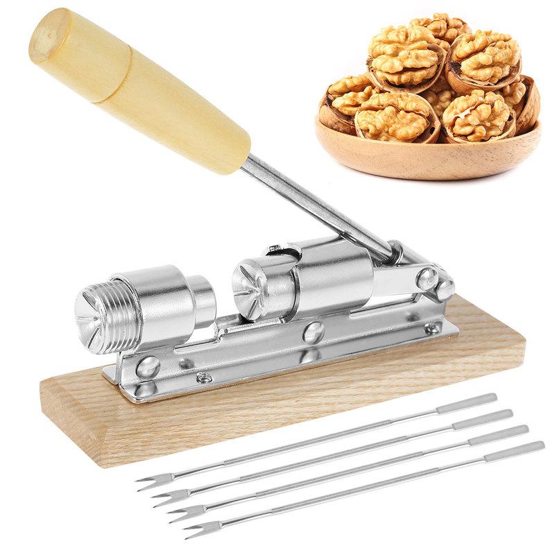 Pissenlit Pecan Nut Cracker Tool for Easy Cracking Heavy Duty Nut Sheller with Wood Base Handle Adjustable Nut Crackers Pecan Nut Cracker Nut Sheller for Hazelnuts Almonds
