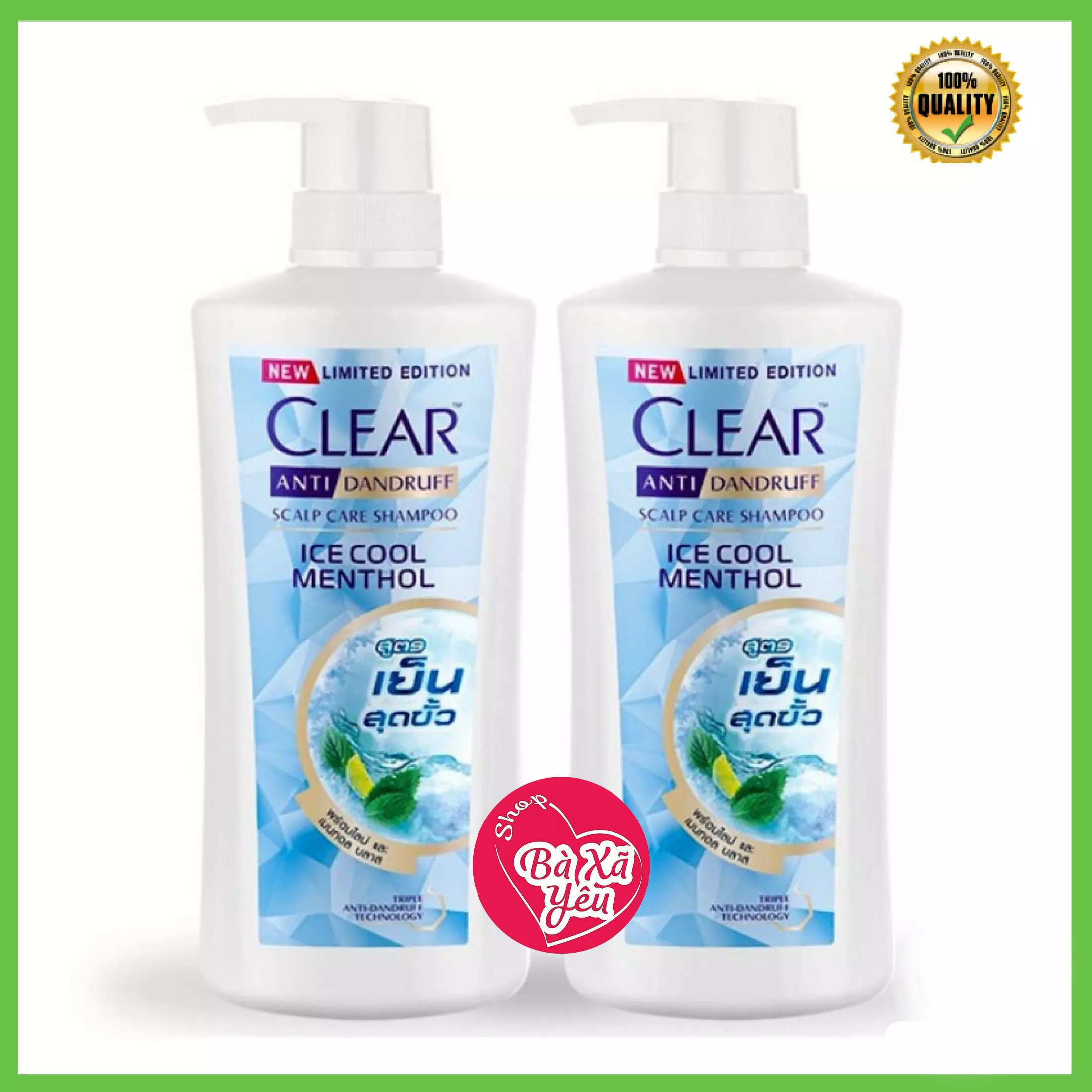Combo 2 chai dầu gội clear bạc hà 400ml thái lan chính hãng