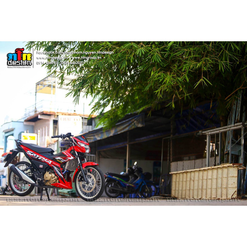 Tem Rời Dán Xe Raider FI Mẫu Đỏ Đen Chữ Satria