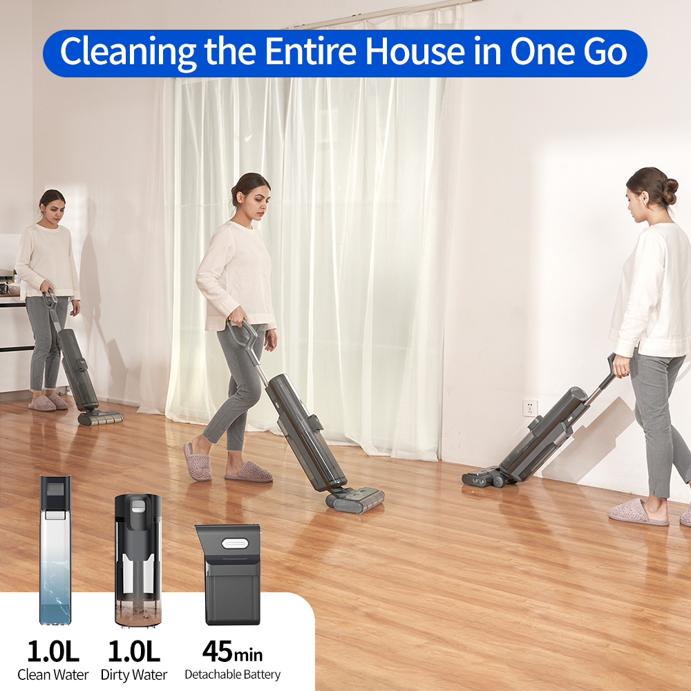 Proscenic WashVac F20 Cordless Wet Dry Vacuum Cleaner and Mop, Detachable  Battery, Self-Cleaning, All-Around Edge Cleaning, LED Display & App