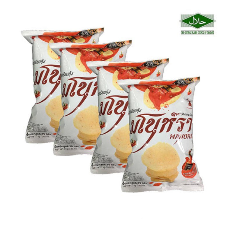 Manora Shrimp Chips Sriracha Flavour Bundle 4Pkts x 75g (Exp Date:07/08 ...