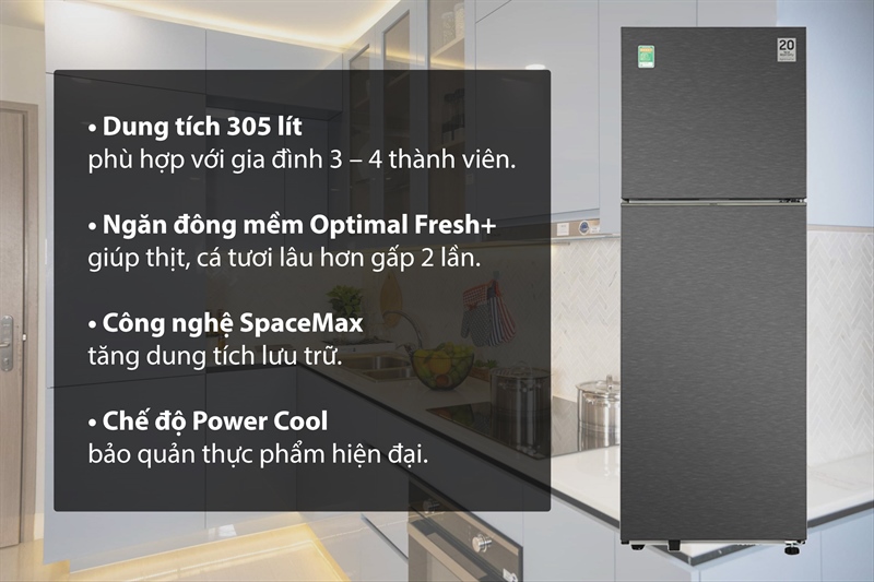 Tủ lạnh samsung inverter 305 lít rt31cg5424s9sv model 2023 - ngăn đá trên