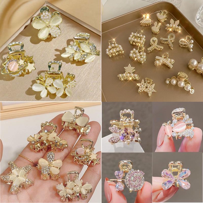 Small ponytail hair clip decorated with opal pearls.