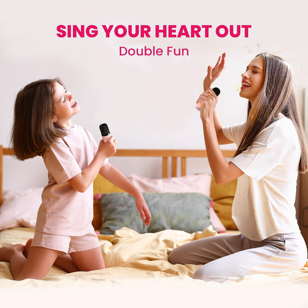 Mini Karaoke bluetooth speaker Wireless Microphone portable Speaker 3D Stereo Amplifier with two Mic