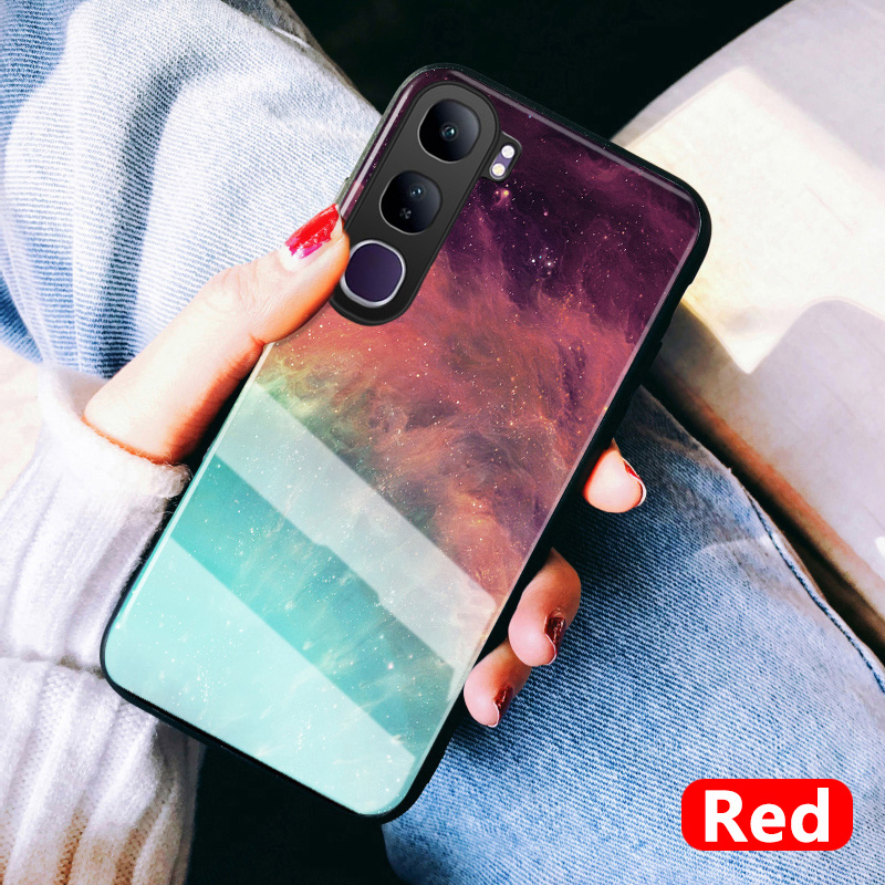 Phone case For Vivo Y21D Back cover Tempered Glass Cover Starry Sky Mirror Couple Design cover For Vivo Y31 Cover cases.
