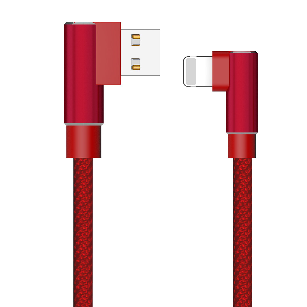 Double Elbow USB Cable 2A Sync Data Nylon Woven TPE High Speed Charging Cable for Android/IOS/Type-C