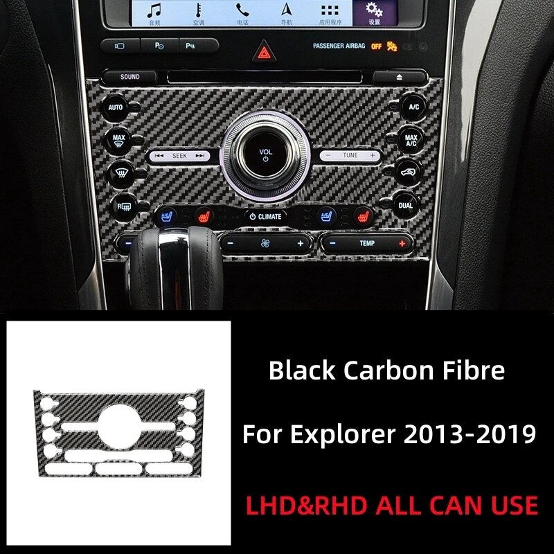 Carbon Fiber For Ford Explorer 2013-2019 Accessories Interior Car Central Control Button Panel Decoration Frame Cover Stickers