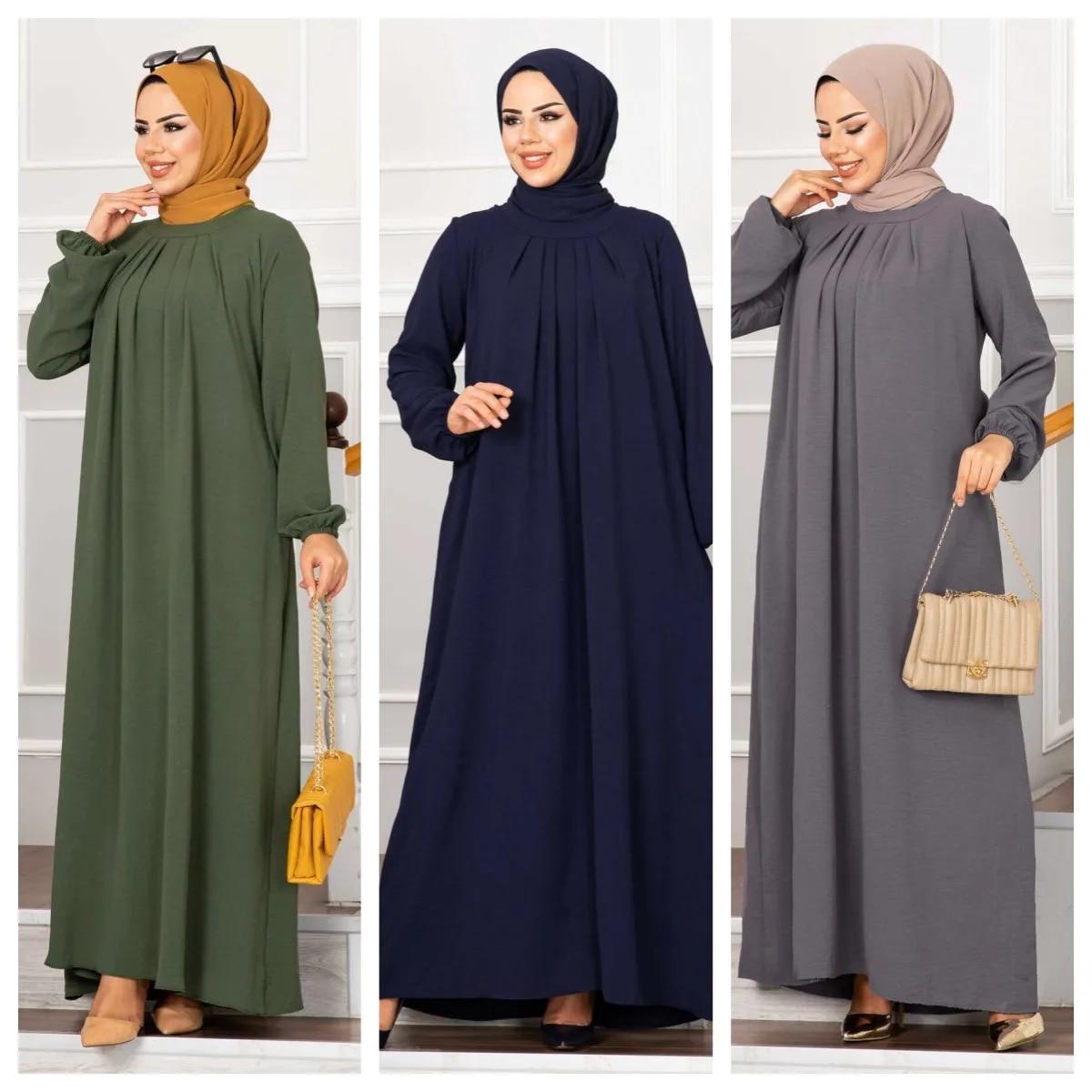【Customizable】 Women Eid Dress Ramadan Morocco Pleated Party Dresses Dubai Kaftan Vestidos Arab Long Robe Solid Abaya Modest