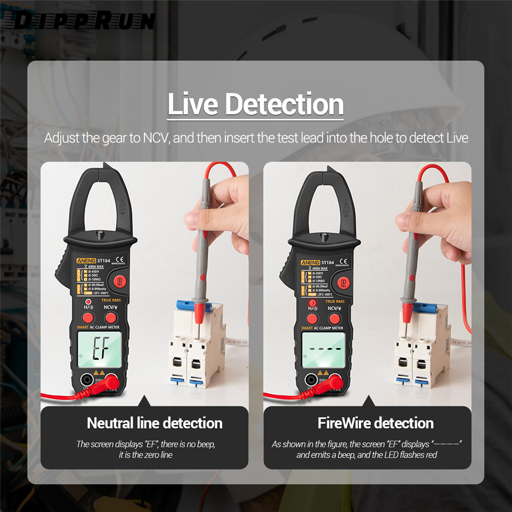 Dipprun aneng st184 Kẹp Kỹ thuật số Đồng hồ vạn năng 6000 đếm chuyên nghiệp RMS thật AC/DC Máy kiểm tra dòng điện áp Hz điện dung