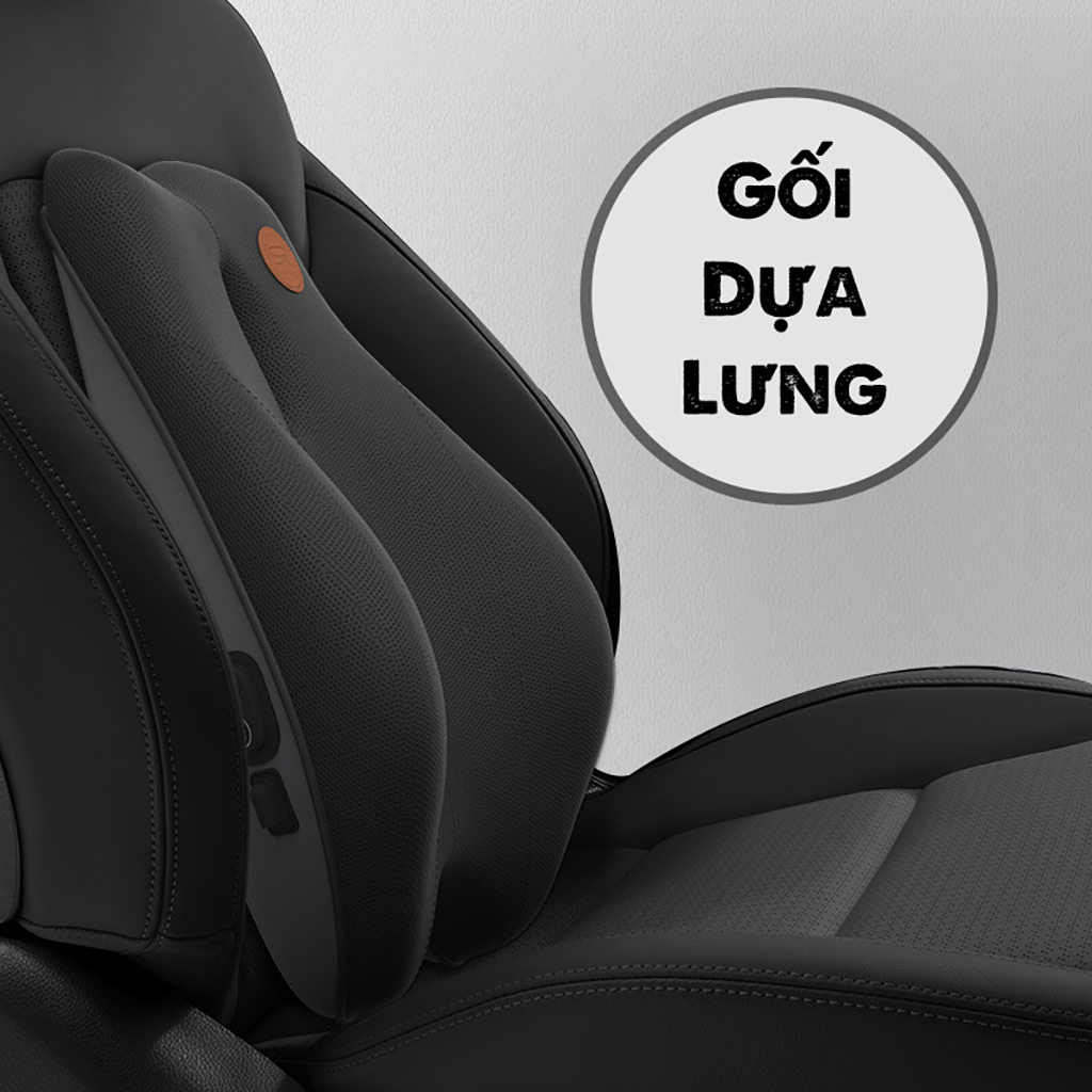 Gối Dựa Lưng Tựa Cổ Massage Ô Tô Xe Hơi Lõi Memory Foam Cao Cấp Thoáng Khí Chống Đau Mỏi Lưng (dùng điện USB)