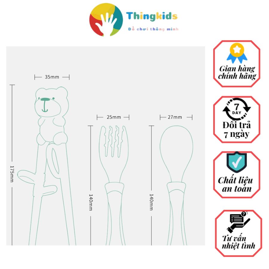 Bộ thìa, dĩa, đũa tập ăn dặm cho bé - Thingkids