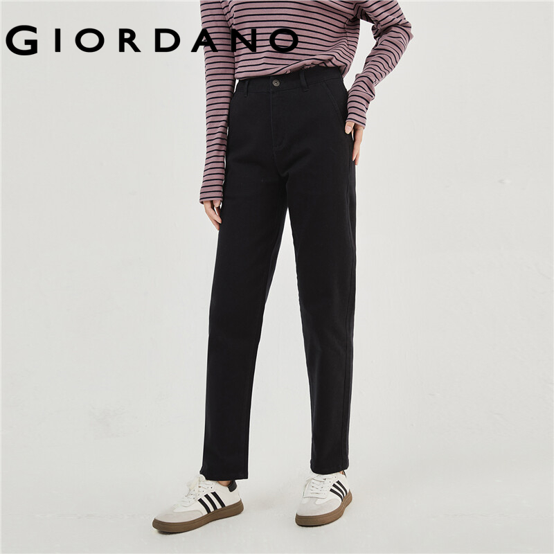 Giordano women jeans high waist solid color simple basic denim pants multi-pocket slim fashion casual denim pants 05413037