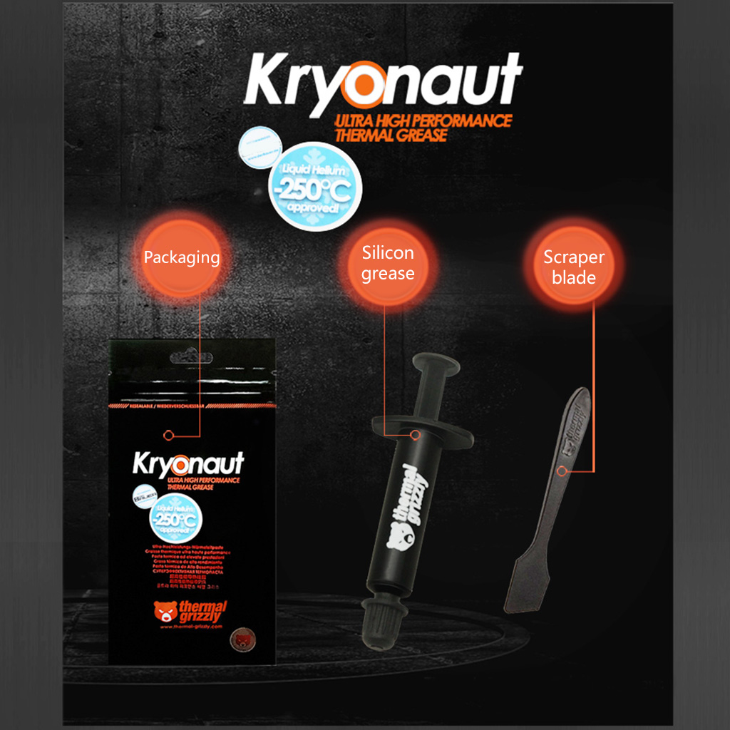 Nhiệt Grizzly kryonaut 1 gam hiệu suất cao tấm dán nhiệt để làm mát CPU GPU Bộ vi xử lý Card đồ họa heatsinks