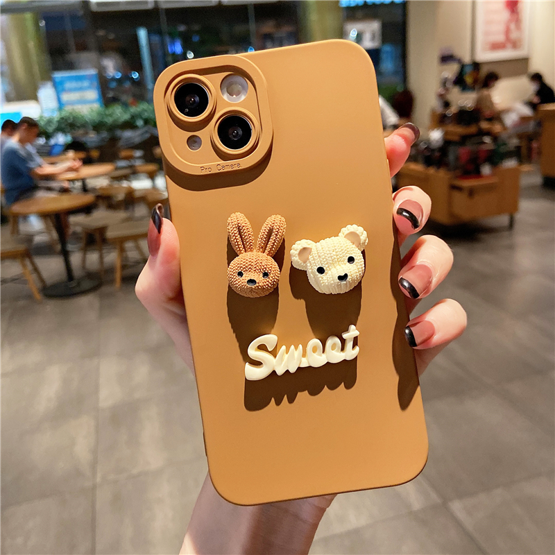 Ốp Lưng Basic Camera Nổi - Mẫu Gấu Thỏ Sweet