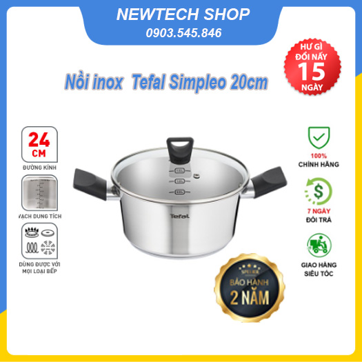 Nồi Inox Tefal Simpleo 20 cm có nắp (2.7 Lít)