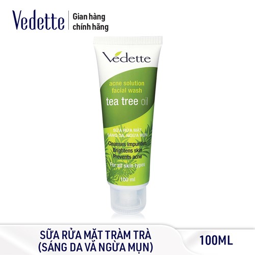 Sữa rửa mặt tràm trà Vedette Tea Tree Oil – sáng da 100ml