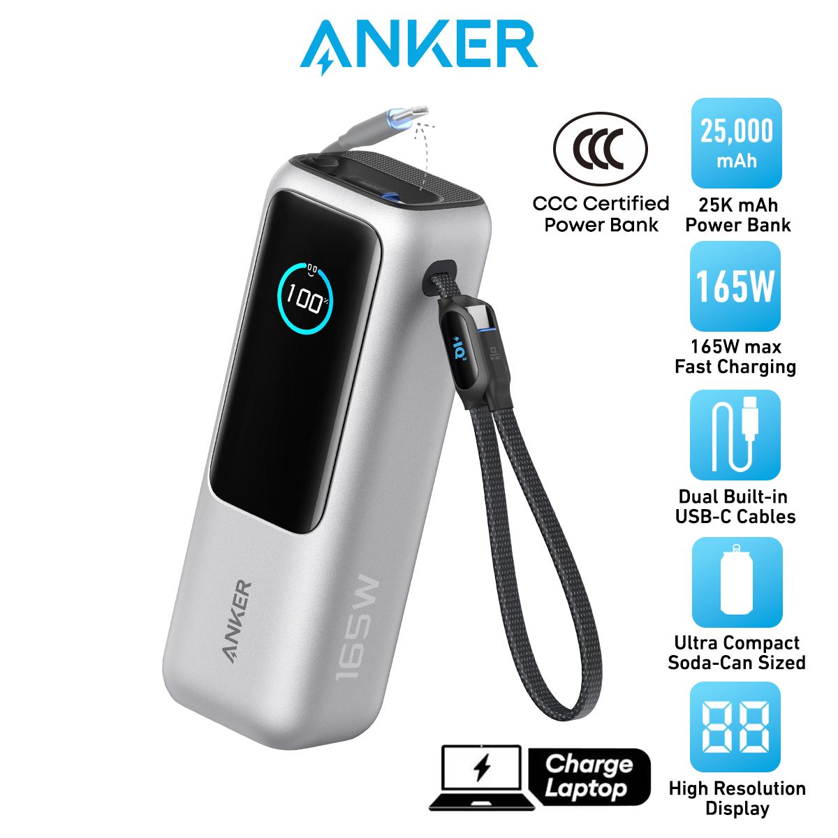 Anker CCC Power Bank 25000mAh 165W Ultra-Fast Portable Charger