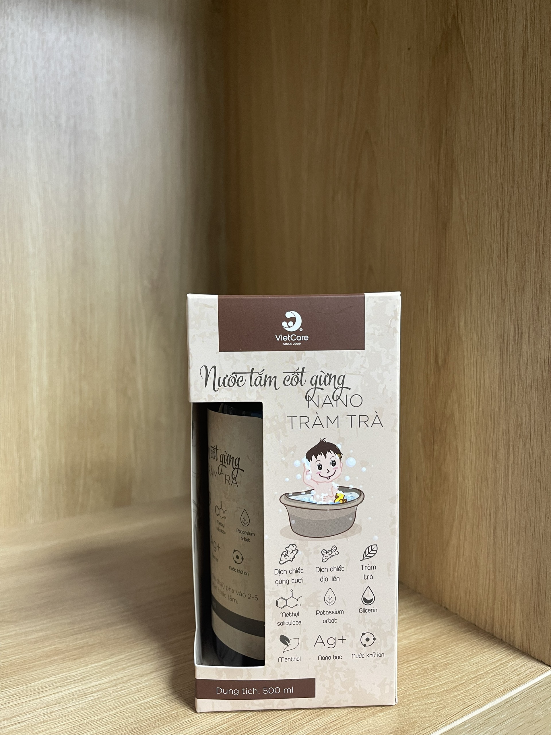 Nước Tắm Cốt Gừng Nano Tràm Trà,chai 500ml
