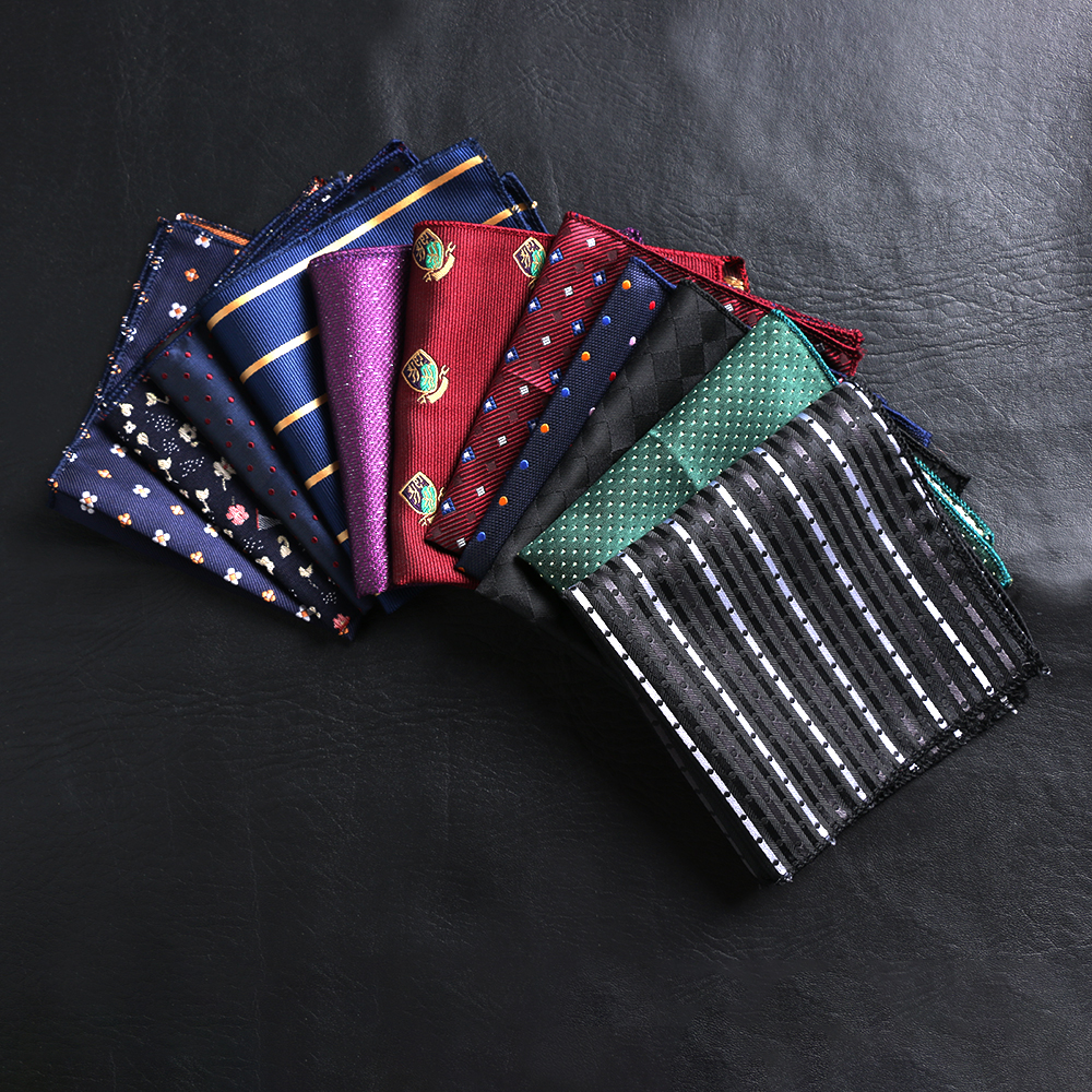 TANLI Fashion Floral Pocket square Satin Chest Towel Hankies Men handkerchief embroidery