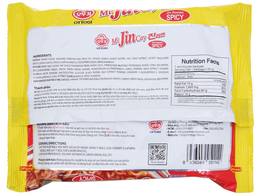 Mì Jin Ramen Cay Ottogi Gói 120g
