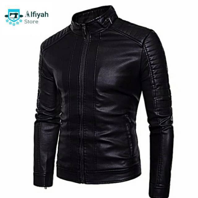 Jaket Kulit Pria Sintetis Jacket Kulit Pria Tebal Anti Angin