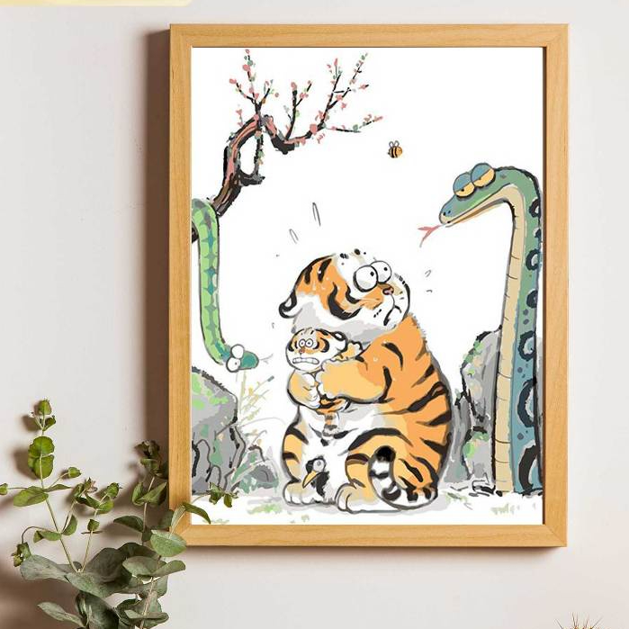 Tranh vô tri trang trí vui nhộn chú hổ béo tranh ngộ nghĩnh tranh vô tri