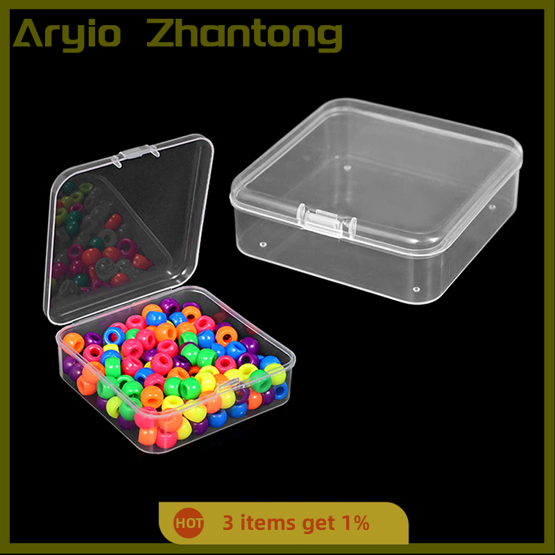Aryio Mini Boxes Square Clear Plastic Jewelry Storage Case Container Packaging Box for Earrings Rings Beads