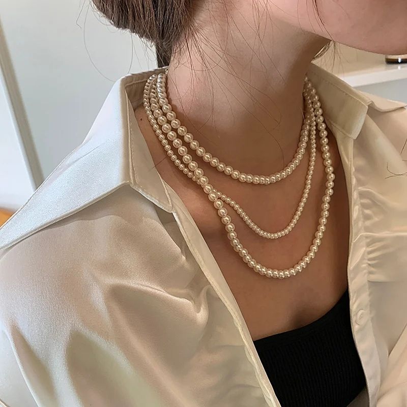Pearl Multi Layer Necklace For Girls And Women Wearing at Party Dating Wedding Travelling Occasions Wora Special