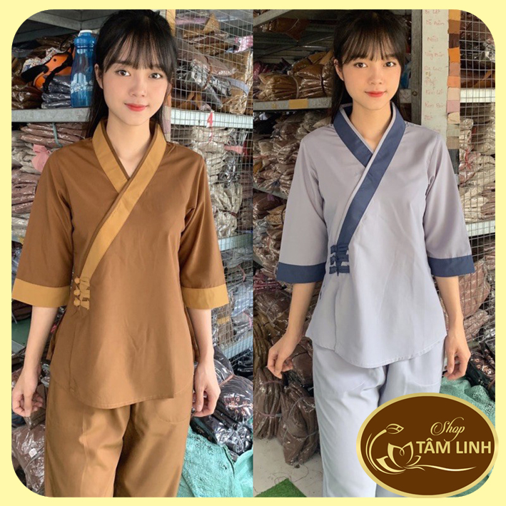 Đồ Lam Đi Chùa _ Mẫu Tim 3 Nút
