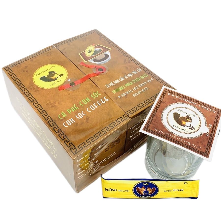 (01 HỘP) Cà phê Con Sóc phin lọc giấy ĐÔI NÂU( Hộp 20 gói)
