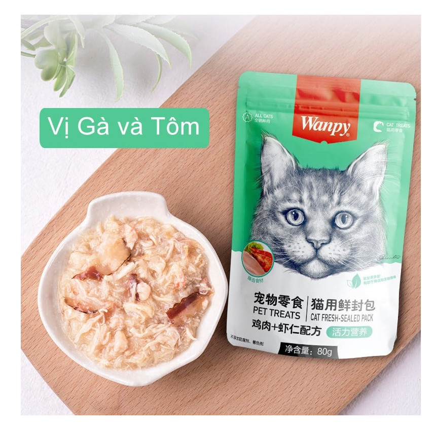 Pate Wanpy Mèo Gói 80gr - Nhiều vị - NôngTrạiThúCưng.com