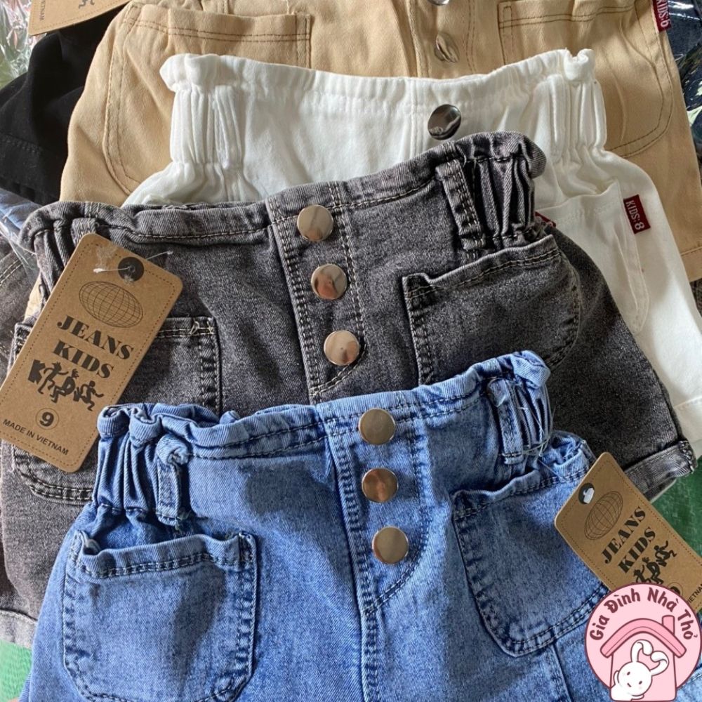 (12-30kg) Quần đùi jean bò cho bé gái