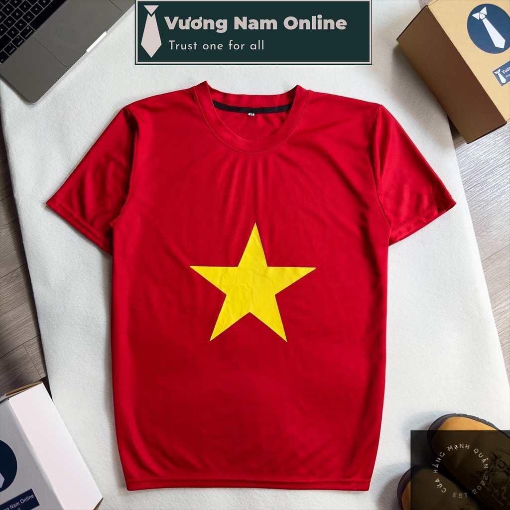 Áo thun cờ đỏ sao vàng VIỆT NAM trẻ em và người lớn hàng xưởng sỉ tay ngắn cổ tròn tiêu chuẩn